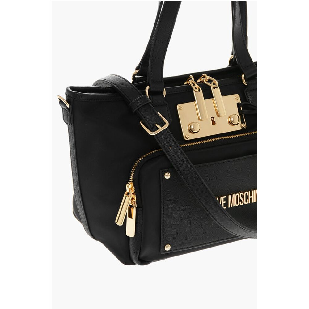 Moschino LOVE MOSCHINO Teknik kumaştan yapılmış, maksi cepli tote çanta